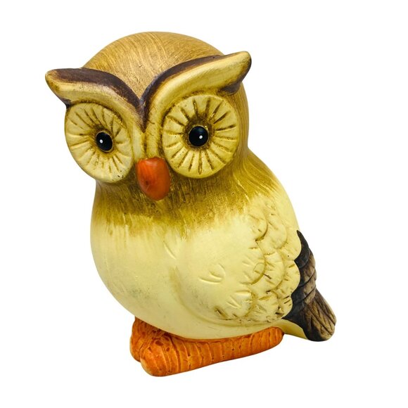 Vintage Ceramic Owl Figurine 6.5" Hand-Painted Decor Accent Piece Cottagecore - Picture 1 of 5